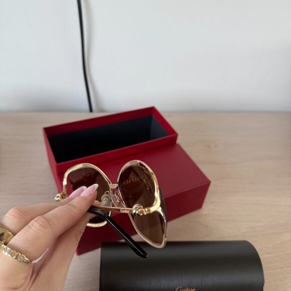 NWT Cartier Trinity Sunglasses Metal Frame Brown - Picture 9 of 15